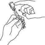 With the needle still inserted in the Enbrel vial, check for air bubbles in the syringe. Gently tap the syringe to make any air bubbles rise to the top of the syringe. Slowly push the plunger up to remove the air bubbles image.