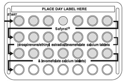 Quartette tray 1 contains 4 rows of 7 light pink pills.