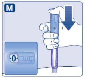 Press and hold down the dose button until the dose counter shows 0.