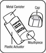 Parts of a ProAir HFA inhaler.