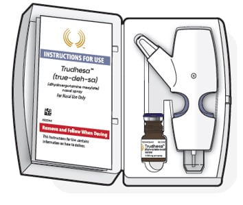 Trudhesa nasal spray in case with instructions.