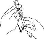 Turn the Enbrel vial upside down. Hold the syringe at eye level and slowly pull the plunger down to the unit markings on the side of the syringe that correspond with your/your child’s dose image.