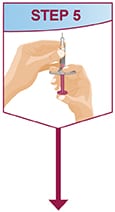 Hold the prefilled syringe with the needle facing up. If there is air in the syringe slowly push the plunger up to remove.