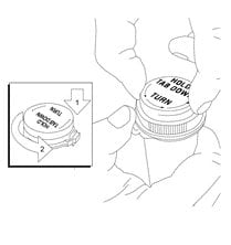 Open the pharmacy containers that come with Xywav oral solution by holding the tab under the cap and turning counterclockwise - to the left.
