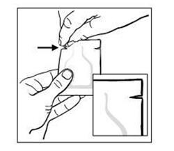 Find the notch at the top of your Gelnique packet. Tear off the top of the packet at the notch.