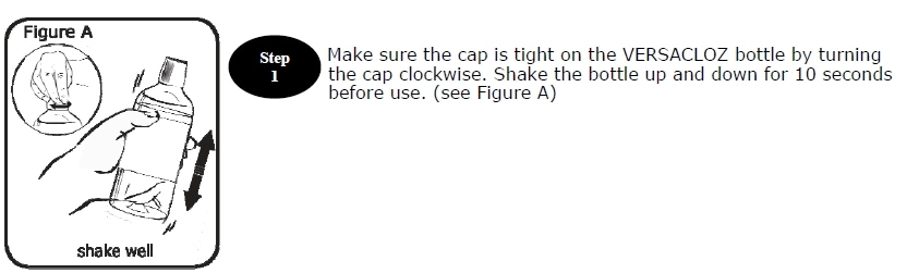 Step 1. Make sure the cap on the Versacloz bottle is on tight then shake bottle well for 10 seconds.