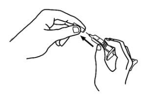 Hold the barrel of the prefilled syringe with one hand and pull the needle cover straight off, only when you are ready to inject image.