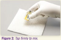 Tap vial firmly to mix Zyprexa Relprevv.