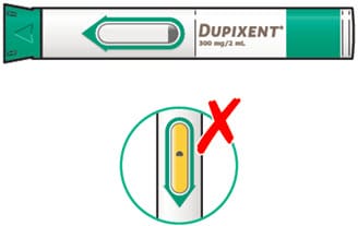 Do not use the Dupixent pre-filled pen if it has been damaged or the Window is yellow before you use it.