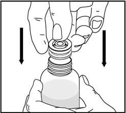 Push the bottle adapter firmly into the bottle of your Vfend oral suspension.