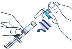 Twist the diluent needle onto the Voxzogo prefilled diluent syringe until you can no longer twist it.