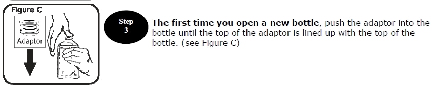 Step 3. When you open the Versacloz bottle for the first time push the adaptor into the bottle and line it up with the top of the bottle.