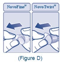 Pull the paper tab from the outer needle cap on your NovoFine or NovoTwist needle.