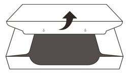 Lift up lid to open sealed Enspryng carton.