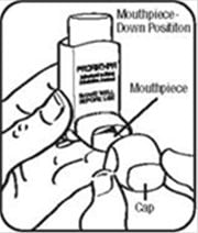 Hold your ProAir HFA inhaler with the mouthpiece down.