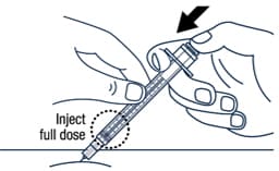 Release the pinch and slowly push the plunger rod all the way down to administer the Voxzogo.