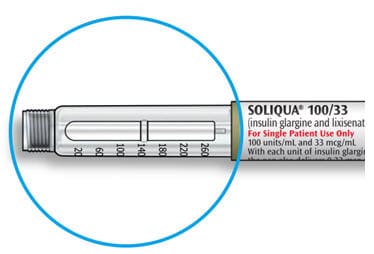 Check that Soliqua is clear and colorless in the pen.