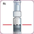 To help ensure you get the correct dose, the top of the plunger must stay lined up with the black dashed dose line as you go through the next steps. 