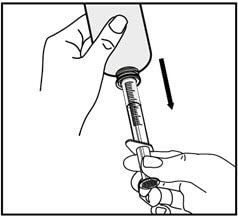 Turn the Vfend oral suspension upside down and slowly pull back on the oral dispenser plunger to withdraw your prescribed dose of medicine.
