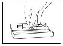 Place Rapamune oral solution-filled syringe in its carry case.