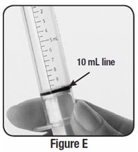 Check the oral syringe to make sure it is filled with water up to the 10 mL line.