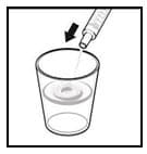 Empty the syringe into a glass or plastic cup containing at least 2 ounces (1/4 cup, 60 mL) of water or orange juice, stir vigorously for 1 minute and drink right away.