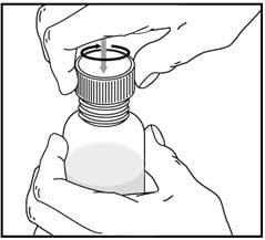 Screw the bottle cap back on the Vfend oral suspension bottle tightly by turning the cap to the right. Leave the bottle adaptor in place.