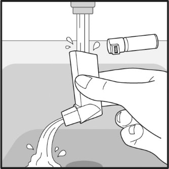 Hold the Ventolin HFA actuator (plastic part of inhaler) under the faucet and run warm water through it for about 30 seconds.