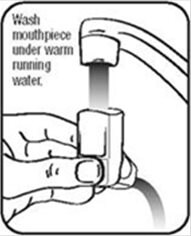 After removing the canister, wash the mouthpiece of you ProAir HFA inhaler under warm running water.