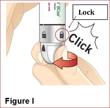 Turn the knob on your Bydureon BCise autoinjector from the Lock to the Unlock position until you hear a click.