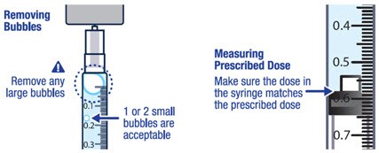 Repeat steps 9 and 10 - remove bubbles and measure the prescribed dose of Voxzogo.