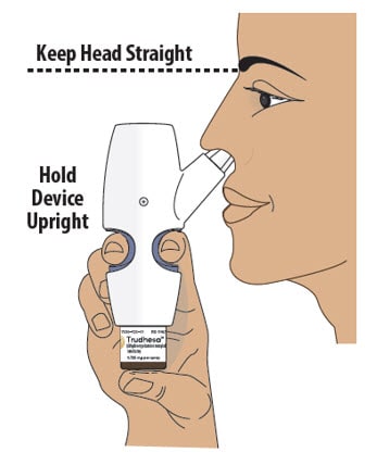 Insert the Trudhesa spray nozzle into your first nostril as far as comfortable.
