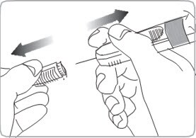 While holding the Somatuline Depot syringe by the body, pull off the needle cap.
