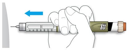 Pushing Soliqua needle into skin without touching the injection button.