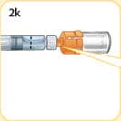 Bydureon syringe and vial connected with orange connector.