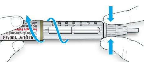 Grip and squeeze the widest part of the outer needle cap. Turn your pen several times with your other hand to remove the needle.