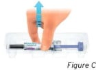 Open the tray by peeling away the cover. Grab the clear needle guard to remove the prefilled syringe from the tray.image