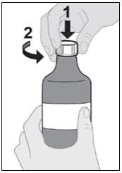 Press down and twist the cap counterclockwise to remove it from the bottle.image