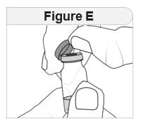 If using a new vial, remove the plastic cap (figure E) and throw away this plastic cap in the trash. Do not put the plastic cap back on the vial.image