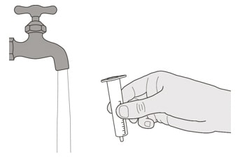 Remove the plunger from the oral syringe by pulling the plunger away from the syringe until the plunger comes out of the syringe. Rinse the oral syringe barrel well under clean water.image