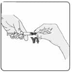 10. Remove the rubber cap from the pre-filled syringe using a twist and pull motion (Figure 8). Throw away the rubber cap.image