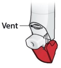 Do not block the vent above the mouthpiece of your ProAir RespiClick inhaler with your fingers or lips.