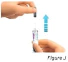 Hold the prefilled syringe by the clear needle guard. Carefully pull the gray needle cap straight off and away from the body.image