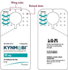 Figure B. each Kynmobi sublingual film comes in a sealed foil pouch. image