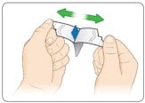 Figure J. Gently pull the wing tabs apart to open the pouch. image