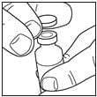 If you are using a new vial, remove the protective cap. Do not remove the stopper.
