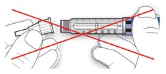 If the needle is not kept straight while you attach it, it can damage the rubber seal and cause leakage, or break the needle.image