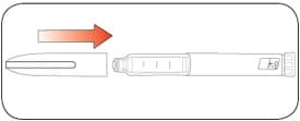 Replace the pen cap by lining up the cap clip with the dose indicator and pushing straight on.