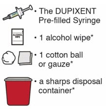 Prepare the items you need. These include the syringe, 1 alcohol wipe, 1 cotton ball or gauze and a sharps disposal container.
