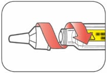 push the capped needle straight on to the pen.image